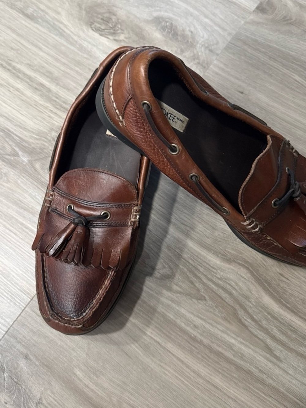 Cherokee Brown Leather Tassel Boat Shoes